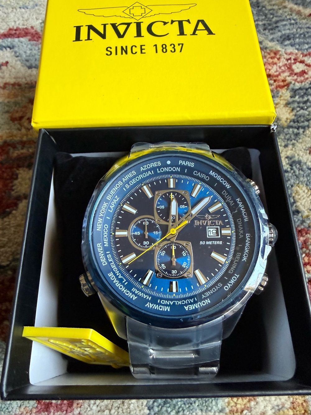 Invicta Blue Dial Stainless Steel Chronograph Watch